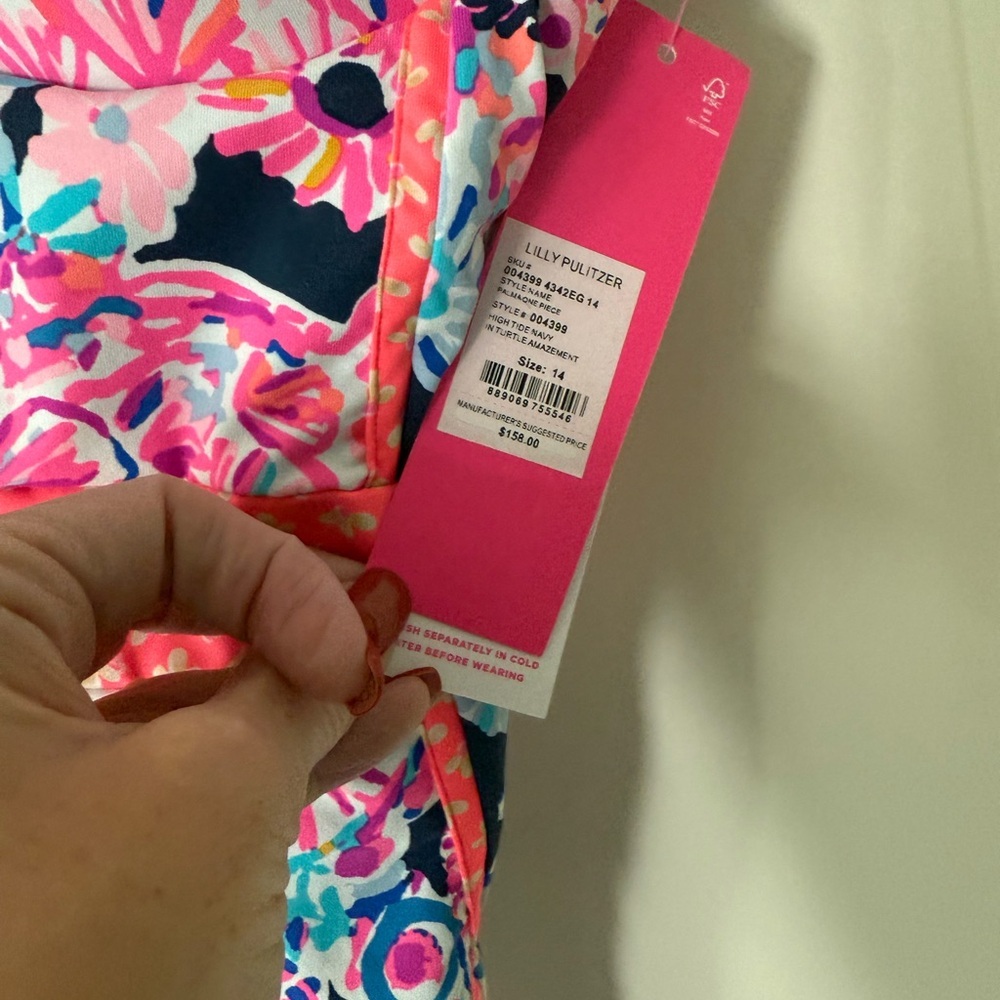 NWT Lilly Pulitzer Pink and Blue Floral One Piece Swimsuit - Picture 3 of 3